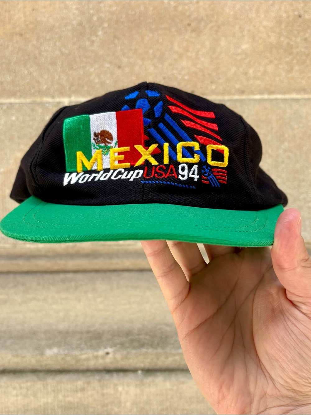 Mexico FIFA World Cup 1994 VTG leather strapback hat deadstock BMWT OSFA